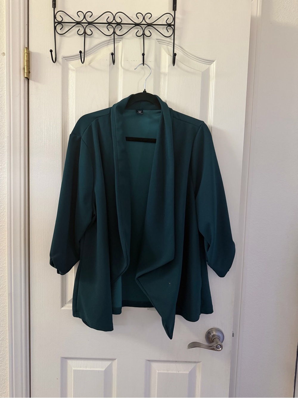 SHEIN Curve Teal Green Open-Front Cardigan